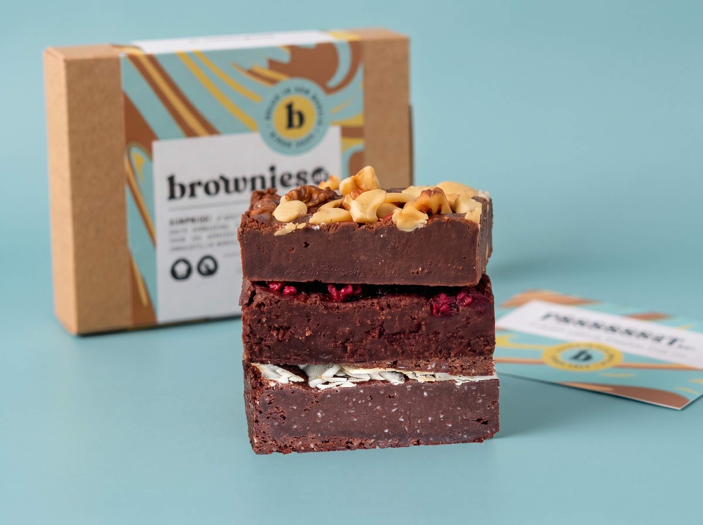 Vegan brownie stapel Brownies.be